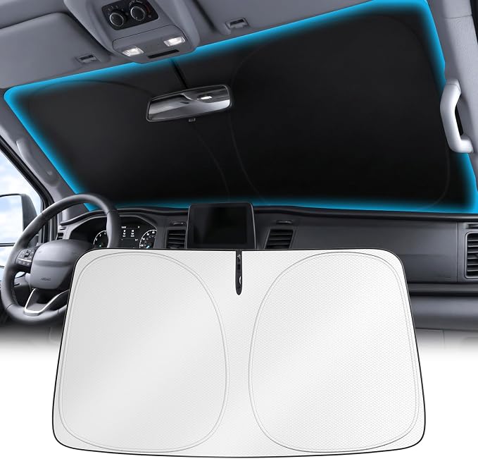 Wigoo 2026 Upgrade Universal Car Windshield Sun Shade [100% Light Block, Durable 210D Oxford] Foldable Heat Insulation Interior Sun Visor to Keep Interior Cool with Storage Bag, XL(69"x38")