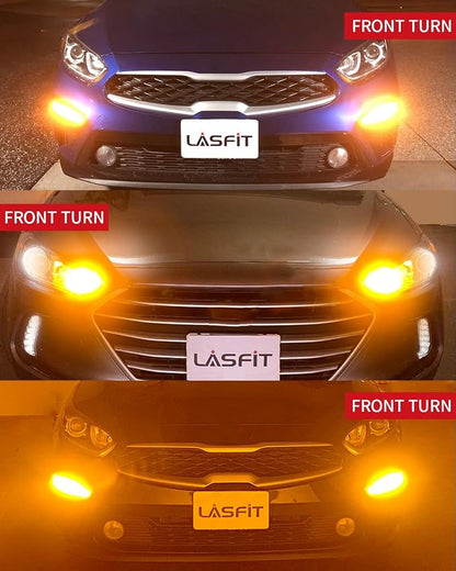 LASFIT T3 1157 LED Bulb Amber Built In Resistor Yellow Turn Signal CANBUS Error Free 500% Bright Blinker 1157A 1157NA 2057 2357 2357A 7528 1034 BAY15D Front DRL Parking Light Anti Hyper Flash(2pcs)