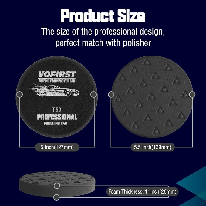 Black Soft Polishing Pad, 3Pcs 5.5" Buffing Pads for Final Finishing - Ultra Soft Foam Polish Pad for Automotive Polishing Smooth & Swirl-Free Finish