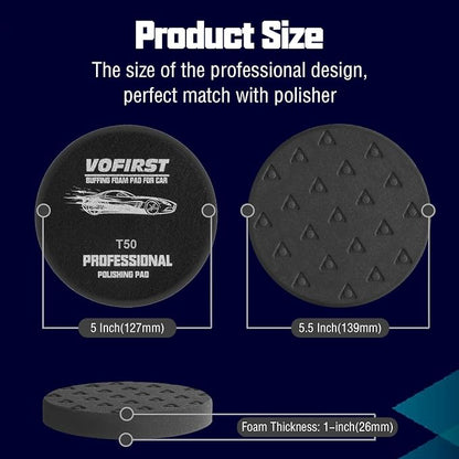 Black Soft Polishing Pad, 3Pcs 5.5" Buffing Pads for Final Finishing - Ultra Soft Foam Polish Pad for Automotive Polishing Smooth & Swirl-Free Finish