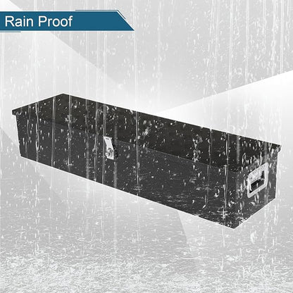 50" L x 14" W x 10" H Aluminum Truck Bed Tool Box, Pick Up RV Trailer Toolbox Storage Lockable Organizer with Side Handle and Lock Keys, Black