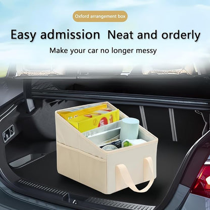 Advanced car seat storage bag is suitable for children and adults. The front and rear seat storage bags are foldable and adjustable. (beige)