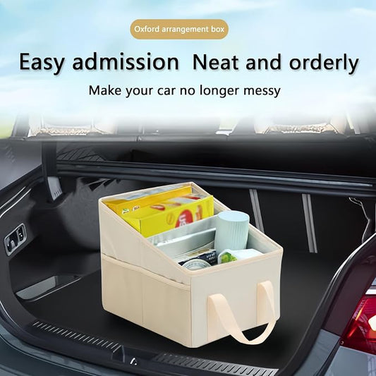 Advanced car seat storage bag is suitable for children and adults. The front and rear seat storage bags are foldable and adjustable. (beige)