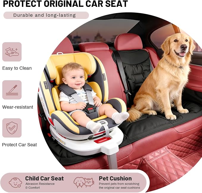 1 Car Seat Cushion for Car,Pu Nappa Leather with Breathable Memory Cotton Core Filling & Non-Slip Sole,Water Proof,Car Seat Cushions for Driving&Office Chair(Car Seat Cushion With Back Support Pillow)