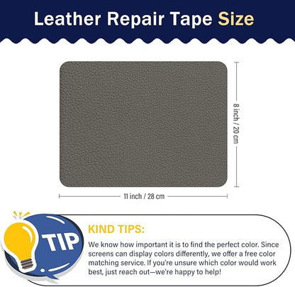 Zenyao Leather Repair Patch Tape - Self Adhesive Leather Repair Kit for Car Seat Furniture, Heavy Duty Vinyl Repair Patch for Couch Sofa, Waterproof Fix for Tears, 8x11 Inch, 2 Pieces, Light Grey