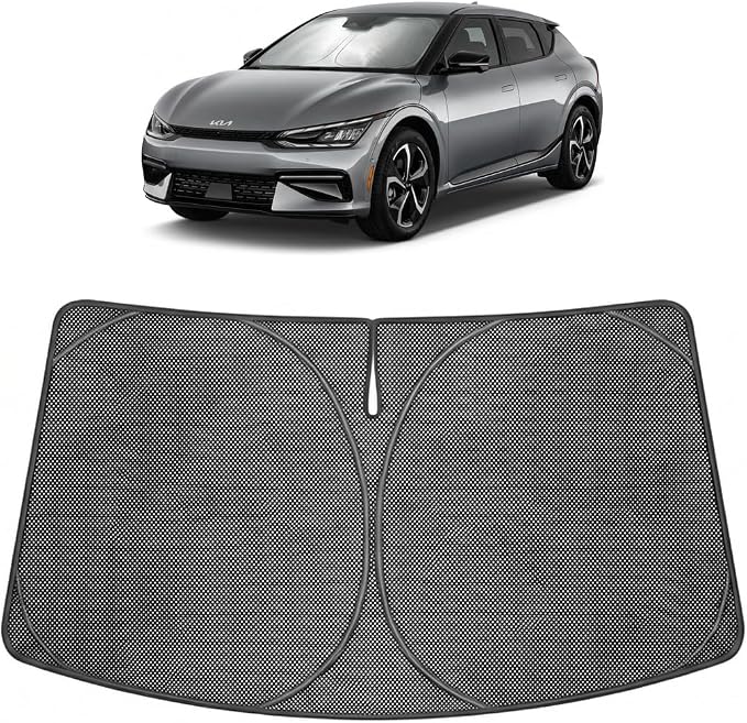 Proadsy Windshield Sun Shade Custom Fit Kia EV6 2023-2026 Ice Crystal Black Front Window Sunshade UV and Heat Blocker Foldable Visor Keeps Car Cooler for Summer Parking and Daily Use