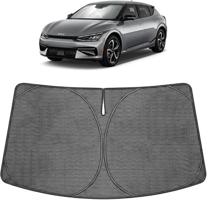 Proadsy Windshield Sun Shade Custom Fit Kia EV6 2023-2026 Ice Crystal Black Front Window Sunshade UV and Heat Blocker Foldable Visor Keeps Car Cooler for Summer Parking and Daily Use