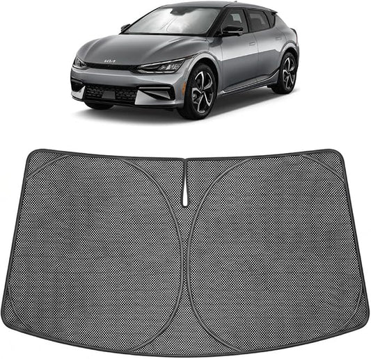 Proadsy Windshield Sun Shade Custom Fit Kia EV6 2023-2026 Ice Crystal Black Front Window Sunshade UV and Heat Blocker Foldable Visor Keeps Car Cooler for Summer Parking and Daily Use
