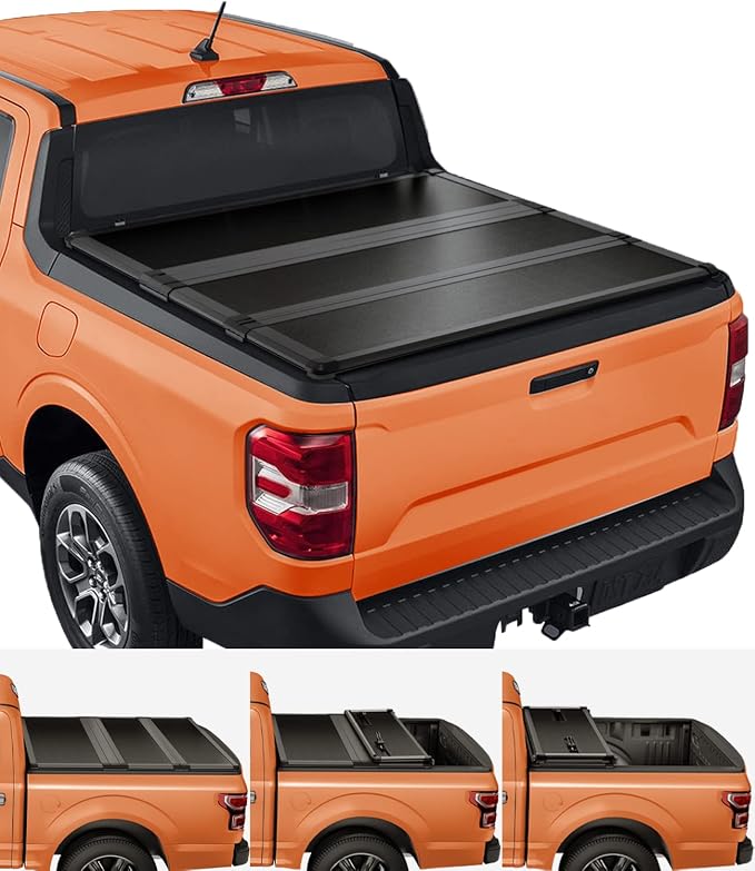 TIPTOP Tri-Fold Hard Tonneau Cover Truck Bed FRP On Top for 2022 2023 2024 2025 2026 Ford Maverick 4.5ft Bed (54.4") | TPM3 |