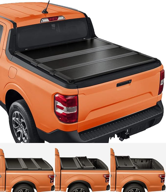 TIPTOP Tri-Fold Hard Tonneau Cover Truck Bed FRP On Top for 2022 2023 2024 2025 2026 Ford Maverick 4.5ft Bed (54.4") | TPM3 |