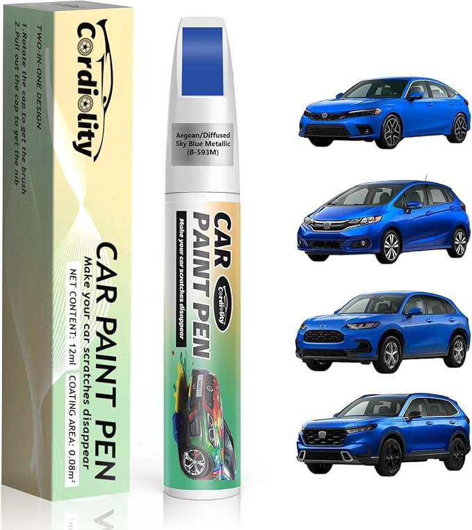 Aegean/Diffused Sky Blue Metallic(B-593M) Touch Up Paint Pen for Honda,Car Paint Scratch Repair Pen Quick and Easy Fix Auto Paint Scratch