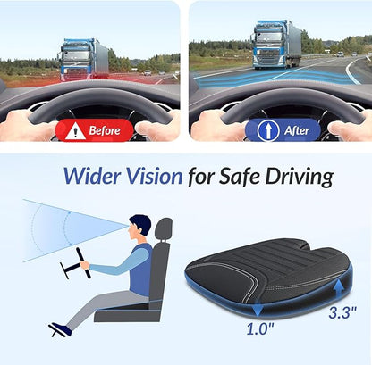 ZIKEE Wedge Car Seat Cushion for Tailbone Pain Relief & Better Visibility, Ergonomic Memory Foam Seat Cushion for Car with Breathable Channel Design, Fits Car, SUV, Truck, Non-Slip Mesh Cover