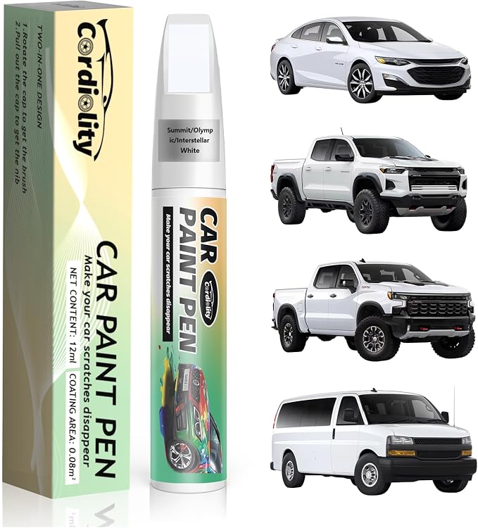 Car Touch Up Paint Summit/Olympic/Interstellar White(GAZ/WA8624/50U/50) for Chevrolet, Color Accurate Car Scratch Repair Remover Pen Fix Auto Paint Chips and Nicks