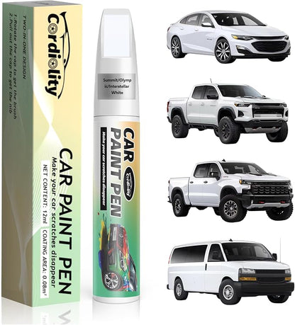 Car Touch Up Paint Summit/Olympic/Interstellar White(GAZ/WA8624/50U/50) for Chevrolet, Color Accurate Car Scratch Repair Remover Pen Fix Auto Paint Chips and Nicks