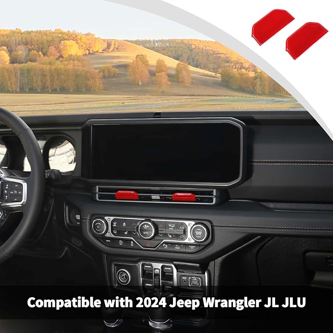 JWWY for Jeep JL Vent Air Outlet Adjustment Cover Trim Fit for 2024-2025 Jeep Wrangler JL JLU Gladiator JT 4xe Interior Accessories 2pcs Red
