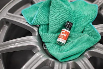 The Rag Company - The Pearl - Professional Microfiber Detailing Towel for Ceramic Coating Leveling and Sealant Removal, Safe and Scratch-Free with No Tags, 320gsm, 16in x 16in, Green -12 Pack