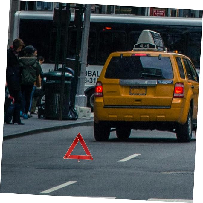 Emergency Roadside Triangle Kit Reflective Warning Sign with High Visibility Foldable Design Durable and Construction for Vehicle Safety and Traffic Alerts