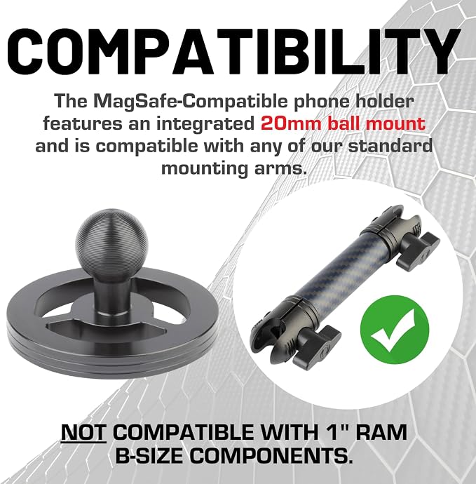 Bulletpoint Dash Mount Magnetic Cell Phone Holder Compatible with MagSafe iPhone Smartphones - 20mm (0.787 inches) Attachment Ball (MagSafe Holder only)