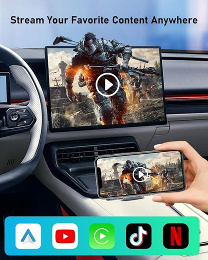 Wired to Wireless CarPlay Converter, 5.8GHz Smooth WiFi, 3s Auto Connect, iOS 10+ & Android 11+
