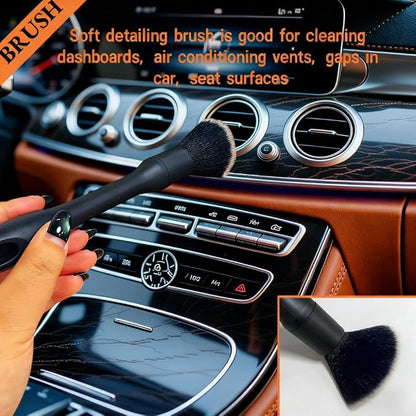 8 PCS Car Detailing Brush Set, Car Interior and Exterior Soft Bristle Cleaning Brushes, 4 Different Detailing Brushes for Auto Detailing, Dashboard, Vents, Wheels and Tires