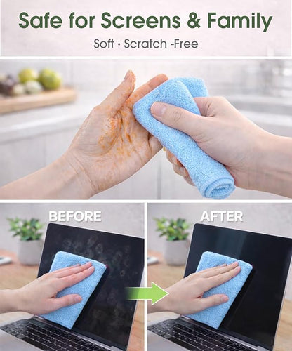 Microfiber Cleaning Cloth Roll - 100 Pack Tear Away Microfiber Paper Towels, Reusable, Washable, Scratch-Free, Kitchen Towels for Car, Home, Kitchen, Glass, Dishes (Blue)
