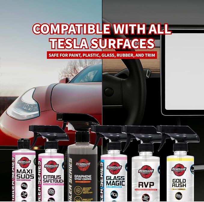 Renegade Products USA Tesla Detailing Kit - Car Wash Kit for Interior/Exterior Detail & Wash for Model S, Model 3, Model X, & Model Y