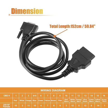 X AUTOHAUX OBDII OBD2 Main Cable Diagnostic Tool Adapter Connector Cable for Launch X431 CRP129 CRP123 Creader VII and VIII,Male to 2 Rows 15 Pin Female