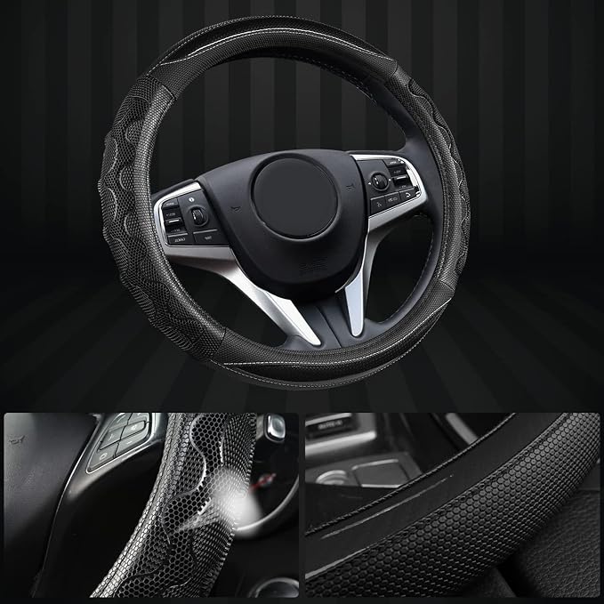 GIANT PANDA Steering Wheel Cover for Acura RDX and MDX, Car Steering Wheel Cover for Acura TLX and TL - Black