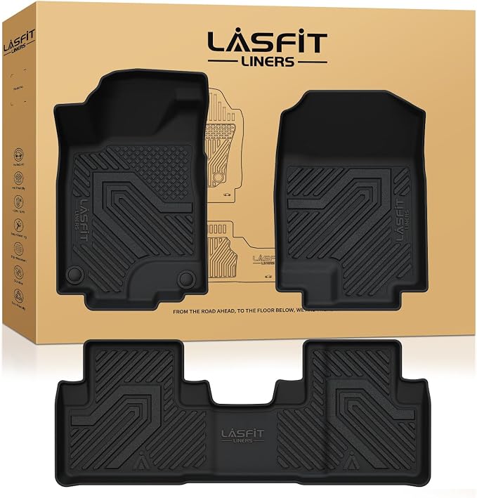 LASFIT Floor Mats for Honda CR-V 2016 2015 2014 2013 2012 EX & LX & SE (NOT Fit EX-L & Touring), Custom Fit All Weather Protection TPE Floor Liner,1st & 2nd Row, Black