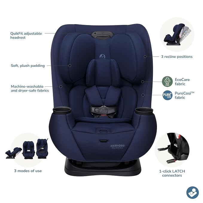 Maxi-Cosi Pria All-in-One Convertible Car Seat, Infant to Toddler Car Seat, Easy-Install Harness, Machine-Washable Cover, 5-100 lbs, Seafaring