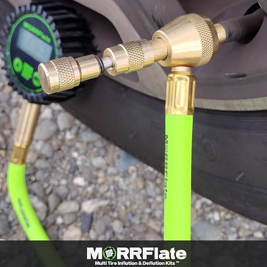 MORRFlate Single Tire Deflator | Rapid Air Deflator with 1-150 PSI Digital Gauge | Includes Purge Valve, 16 Inch Hose, and Rip Away Molle Panel Carrying Case