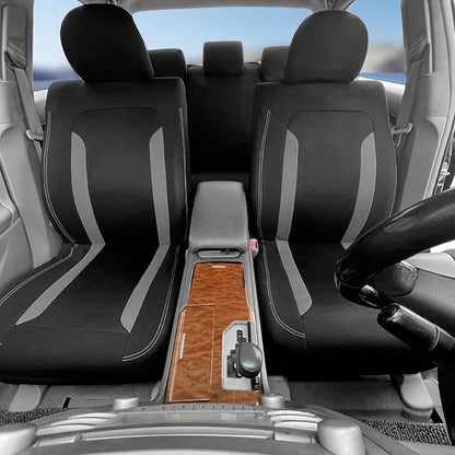 2 Pack Universal Car Seat Cover with Breathable Mesh Backrest,Comfortable Car Seat Protector with Foam Padding and Retaining Buckle,Highly Elastic Car Seat Covers Full Set (Gray)