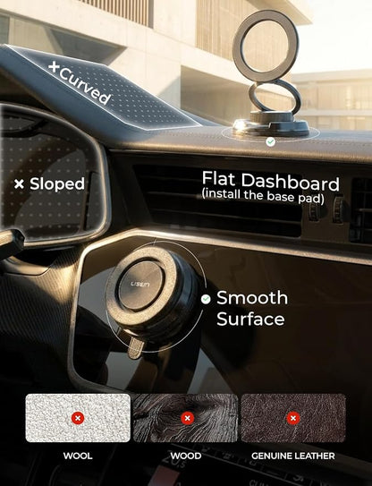 LISEN Suction Phone Mount for Vacuum, 360 Adjustable Vacuum Magnetic Phone Holder for Car [All Metal & Nano Gel Super Strong Suction] for Magsafe Mount for iPhone 17 Pro Max 16 15 14 13 12, Silver