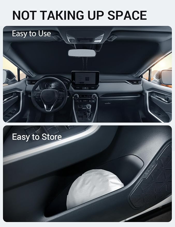 Proadsy Front Windshield Sun Shade Foldable RAV4 Sunshade Protector Custom Fit 2019-2025 2026 RAV-4 SUV Crossover, TRD Off-Road, LE XLE Premium Limited XSE Hybrid Adventure Prime Accessories