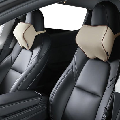 Crofy 2 Pack Car Neck Pillow, Softness Car Headrest Pillow for Driving with Adjustable Strap, 100% Memory Foam and Breathable Removable Cover, Comfortable Ergonomic Design, Gray & Brown