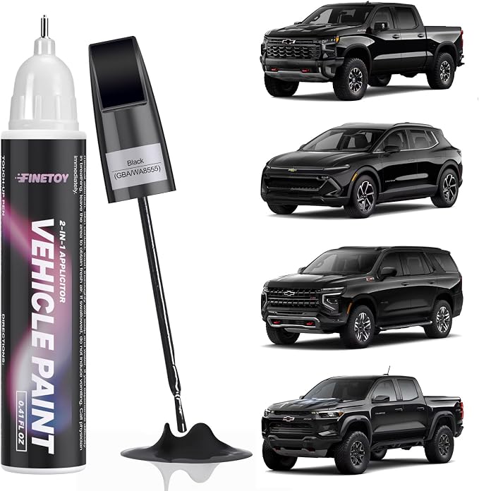 GBA/WA8555 Black Touch Up Paint for Chevrolet, Car Scratch Repair Paint Kit with 2 in 1 Brush and Pen Nip, Exact-Match & Quick Drying Design for Chips and Nicks