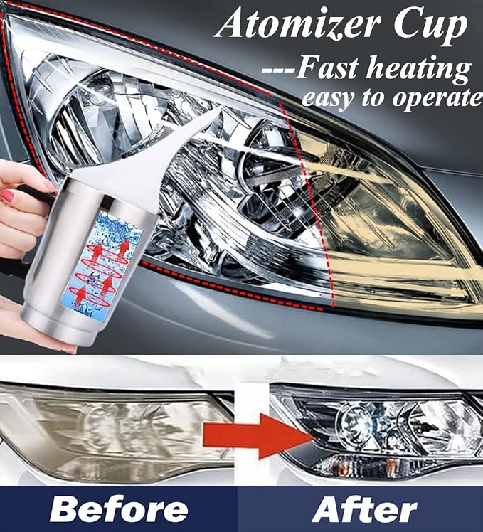 Headlight Restoration Car Headlight Lens Scratch Repair Polish Tool with 100 ml Restoration Liquid,Auto Headlight Vapor Renovation Kit with UV Block Coat to Remove Yellowing/Scratch/Haze/Oxidation