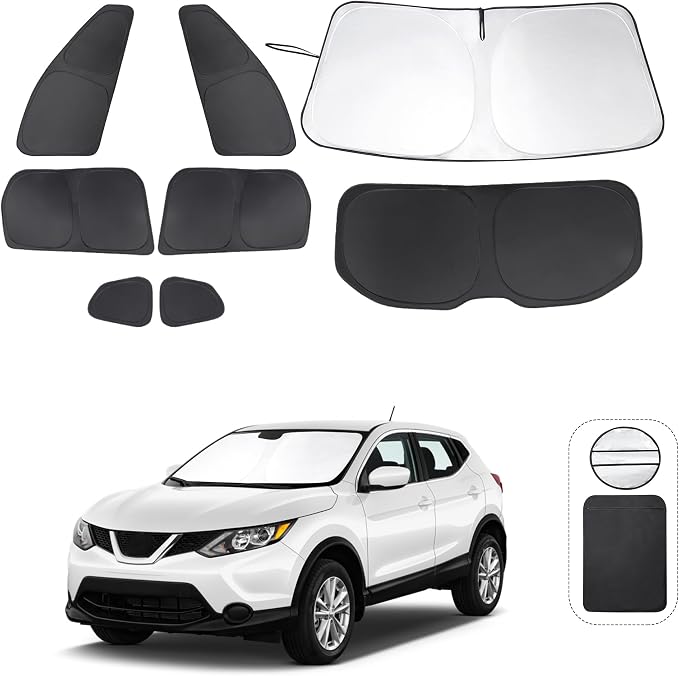 TINGLU Window Shades for Nissan Rogue Sport(Not for Rogue) 2017-2024 8PCS Accessories Car Side Full Windows Rear Triangular Windshield Sun Shade Sun UV Rays & Privacy Protection for Camping,Napping