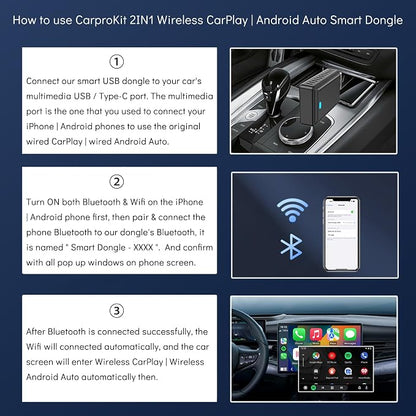 Wireless CarPlay Android Auto Adapter USB Dongle for Apple iPhone Android Phone, Convert Original Wired to Wireless Connection, Plug & Play Fast Stable Connection, 2026 Upgraded Version