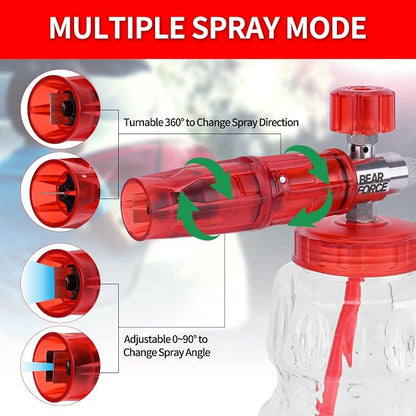 BEAR FORCE Foam Cannon Wide Mouth for Pressure Washer, Stainless Steel Heavy Duty Thick Snow Foam Lance, 360° Adjustable Soap Sprayer 1/4" Quick Connector, 1.10mm 1.25mm Orifice, 32oz Bottle, Car Wash