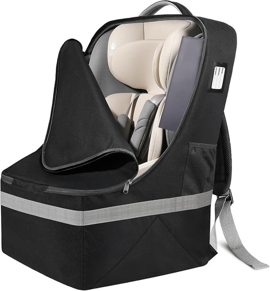 Padded Car Seat Travel Bag For Airplane: Backpack Car Seat Cover for Air Travel, Carseat Bag With Shoulder Strap for Infant Car Seats, Boosters & Carriers, Flying Accessories For Gate & Baggage Check