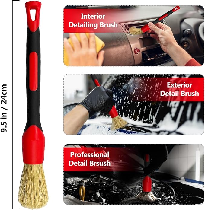 4 Pack Car Wheel Brush Kit - Soft, Scratch-Free Microfiber & Synthetic Wool Cleaning Brushes for Tires, Rims, Fenders, Engine, Exhaust Tips