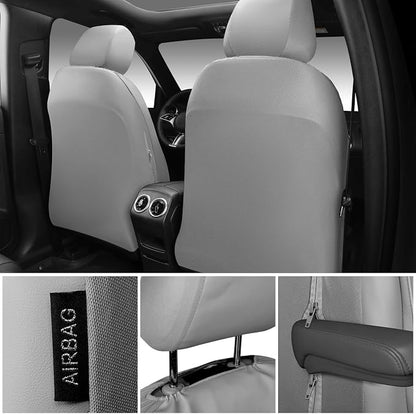 CAR PASS 3D Foam Faux Leather Car Seat Covers Full Set, Waterproof Grey Leather Seat Cover for Cars, Luxury Universal Fit for SUV Truck Sedan Automotive, Armrest Airbag Compatible Anti-Slip, All Gray