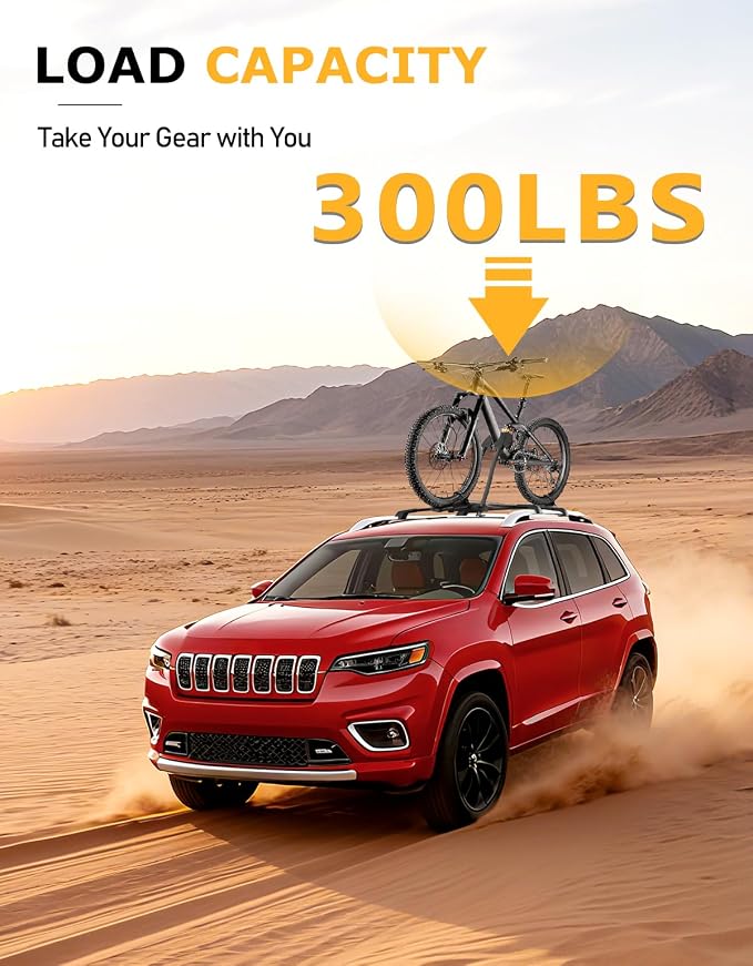 Tuyoung 300lbs Roof Rack Cross Bars Compatible with Jeep Cherokee 2014-2023, Lockable Heavy Duty Aluminum Anti-Theft Metal Lock Roof Rails Crossbars Rooftop Cargo Bars Luggage Racks