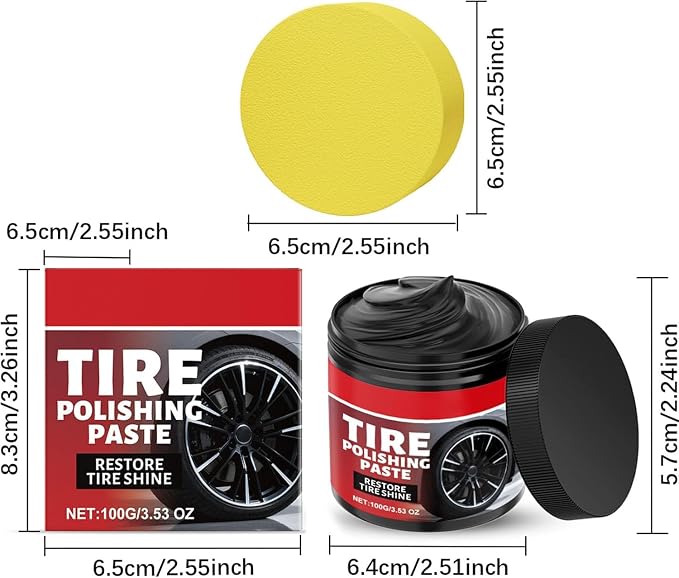 Tire Polishing Paste, Car Tire Shine with Sponge Anti Crack Care Cream for Restore T𝐢r𝐞s Shine (3pcs)