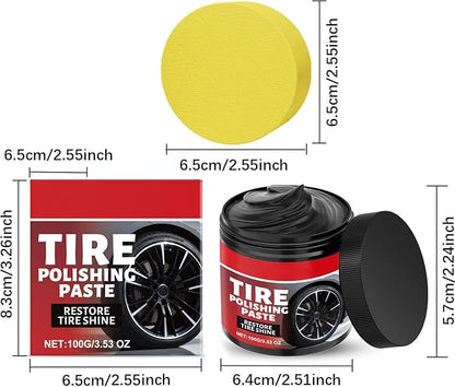 Tire Polishing Paste, Car Tire Shine with Sponge Anti Crack Care Cream for Restore T𝐢r𝐞s Shine (3pcs)