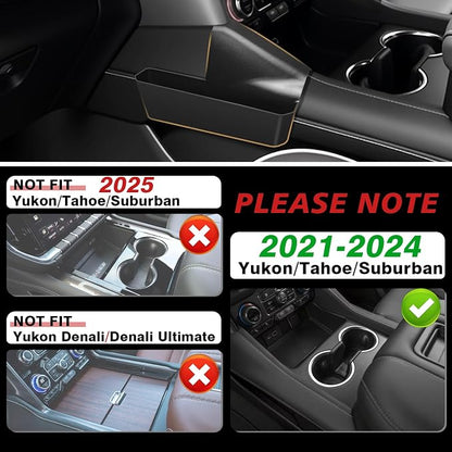 Muslogy Console Organizer Compatible with 2021-2023 2024 GMC Yukon & Chevy Tahoe Suburban Accessories Middle Console Storage Box Left & Right Set Interior Phone Pocket (Not for Yukon Denali/Ultimate)