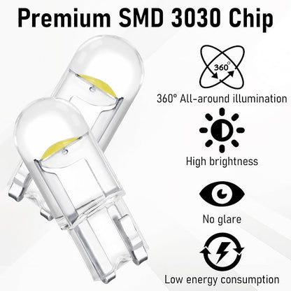 30 PCS Car 194 LED Bulbs, 168 2825 W5W T10 Wedge COB LED Replacement Bulb, 6000K License Plate Light Bulb, Error Free Interior Bulb for Dashboard Light, Dome Lights,License Plate Lights (White)