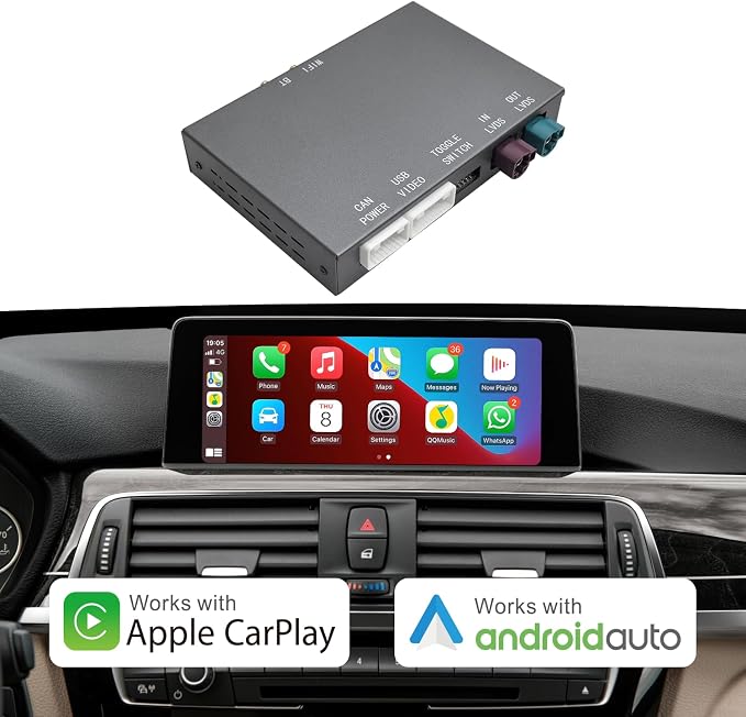 Wireless Carplay Android Auto for BMW NBT Evo ID5/ID6 System, for BMW 1/2/3/4/5/6/7/X1/X3/X4/X5/X6 2016-2020 Compatible with Carplay, Mirrorlink, Reverse Camera, Navigation