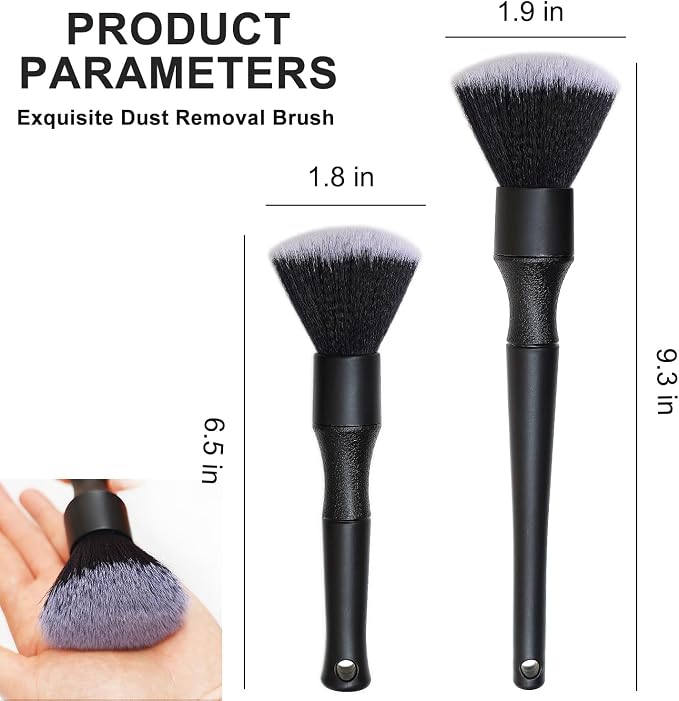2 Microfiber Detailing Brushes, Car Interior Detailing Brush for Air Vent,Dashboard, Leather,Cleaning Tool Efficient Dust Removal for Car Interior, Computers, Keyboards, Digital Device